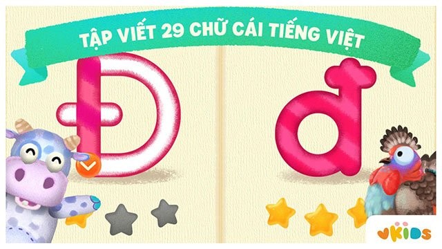 Tập viết chữ cái trong Bé học bảng chữ cái Tiếng Việt cho iOS