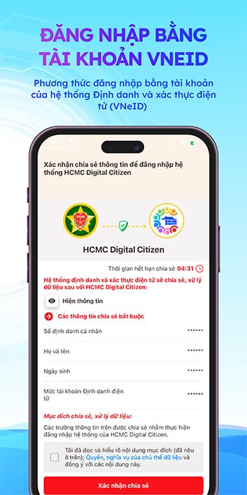 Đăng nhập Công dân số TPHCM