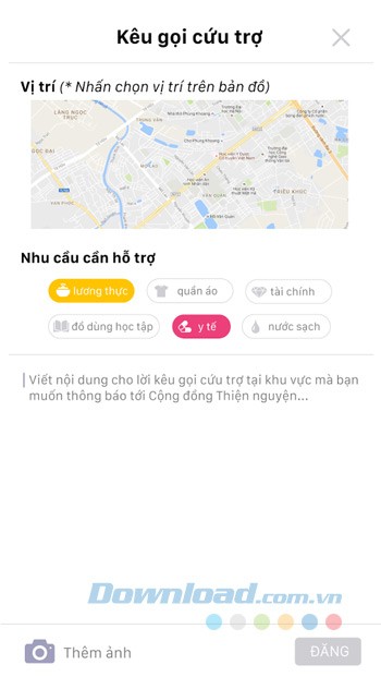 Chọn nhu cầu hỗ trợ