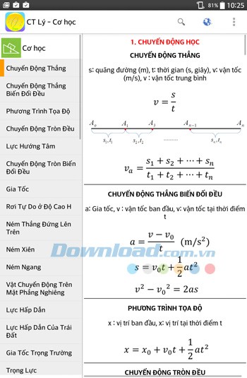 Công thức Lý cho Android