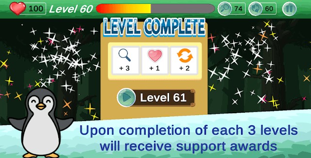 Mỗi khi vượt qua 3 level bạn sẽ nhận được thêm trợ giúp