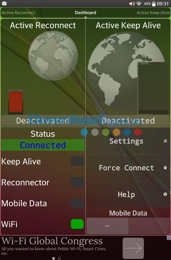 Giao diện ứng dụng Connection Stabilizer Booster