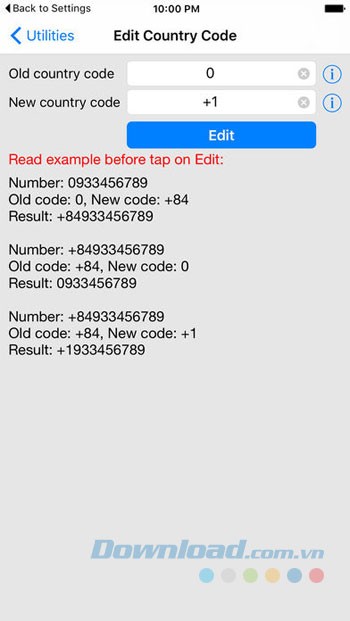 Chỉnh sửa mã vùng điện thoại