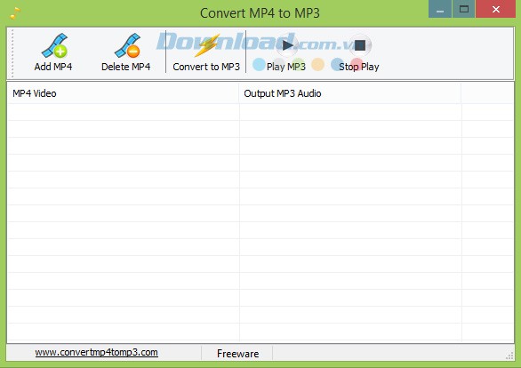 Giao diện của phần mềm tách nhạc từ video