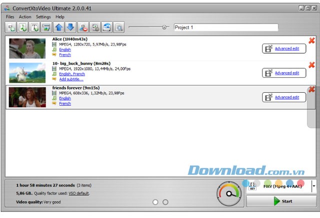 Giao diện chính phần mềm chuyển đổi video chất lượng cao ConvertXtoVideo Ultimate