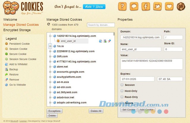 Giao diện ứng dụng Cookies