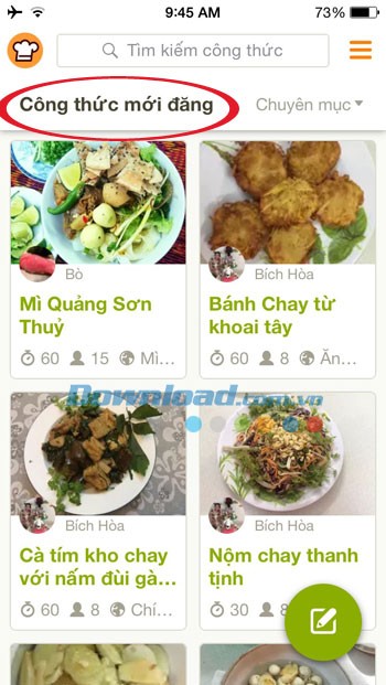 Công thức nấu ăn mới