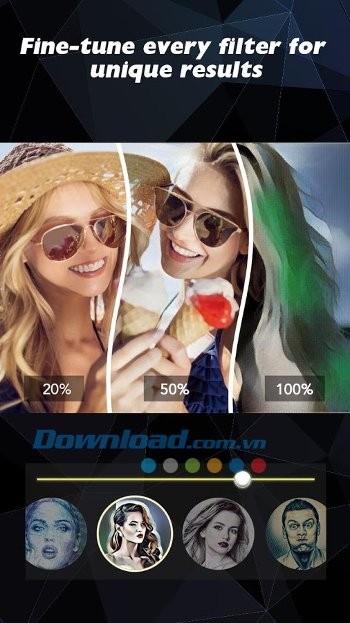 Chỉnh mức độ của bộ lọc