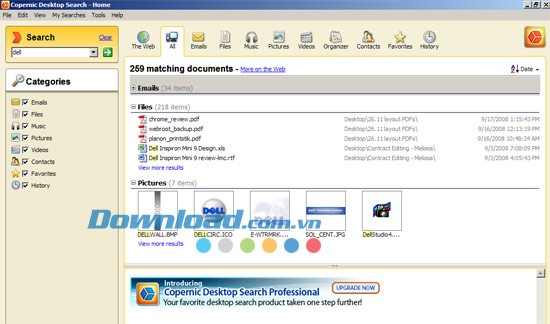 Copernic Desktop Search Home