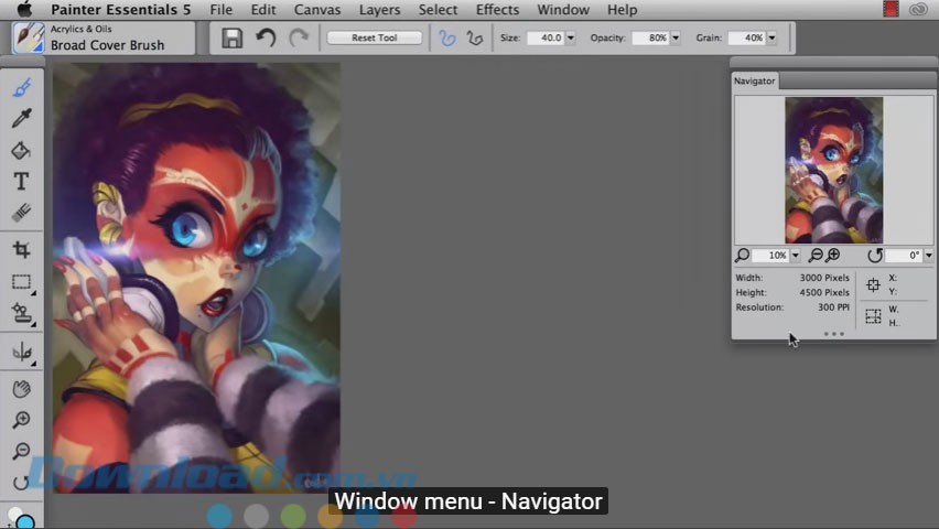 Giao diện phần mềm Painter Essentials