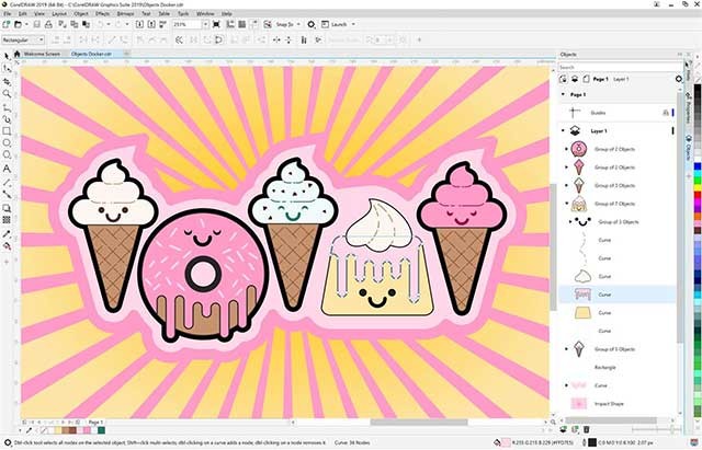 CorelDRAW cho Windows sở hữu nhiều công cụ thiết kế mạnh mẽ