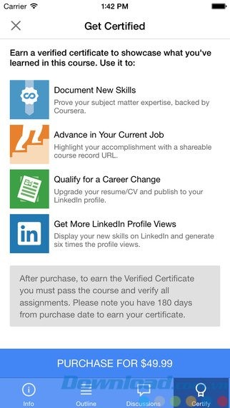 Nhận chứng chỉ Coursera