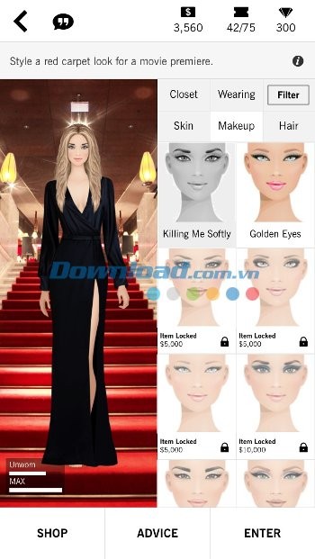 Chọn kiểu tóc, trang điểm...