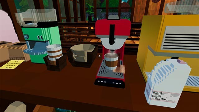 Quá trình pha chế cafe được mô phỏng sinh động, dựa trên cơ chế vật lý thực