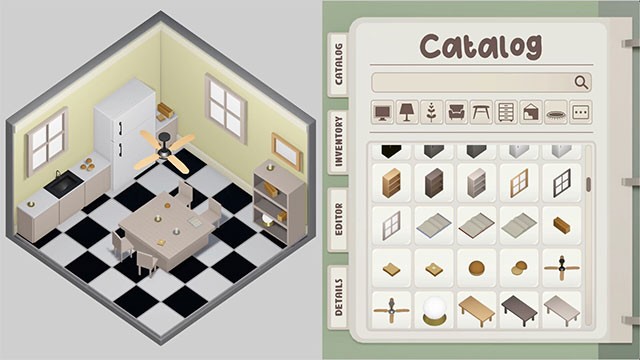 Khám phá hàng nghìn item được phân loại theo danh mục và chủ đề trong Cozy Room Decorator game