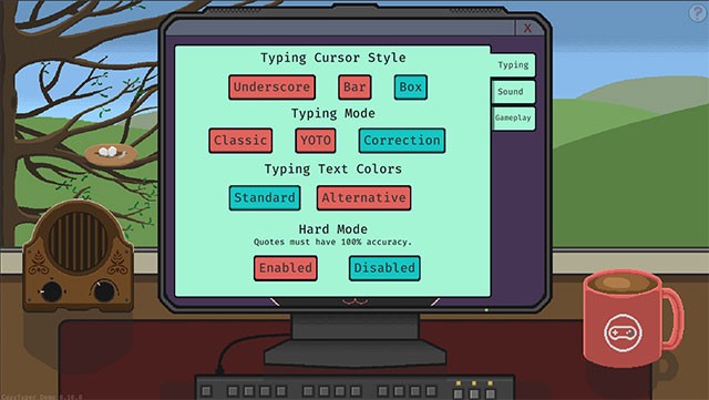 Tùy chỉnh con trỏ, giao diện và chọn cấp độ khó để bắt đầu trải nghiệm học gõ 10 ngón