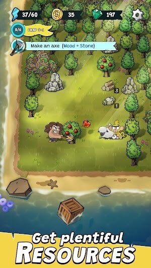 Thu thập các tài nguyên trên đảo