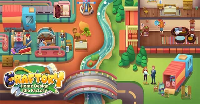 Xây dựng xưởng thiết kế nội thất của riêng bạn trong game Craftory cho Android