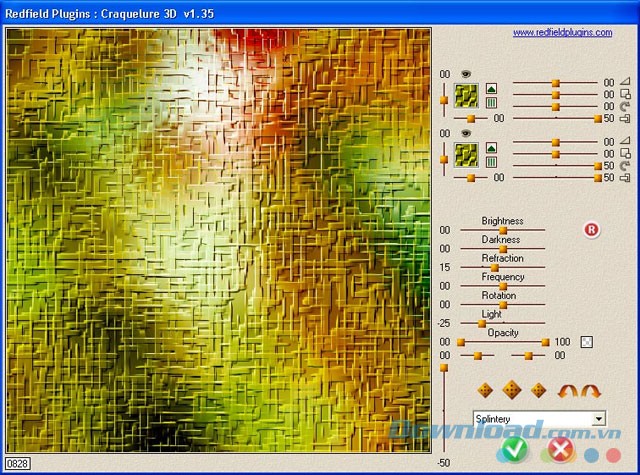 Giao diện Craquelure 3D Photoshop Plug-in
