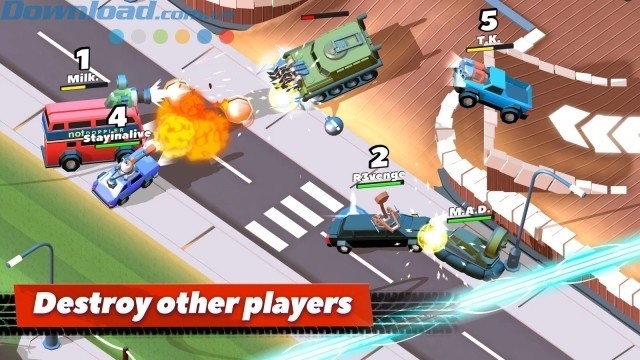 tham gia vào cuộc hốn chiến xe cộ và phá hủy xe của đối thủ khác