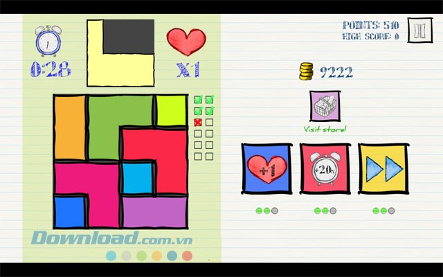 Level khó với các ô chia nhỏ và bàn chơi nhiều hơn