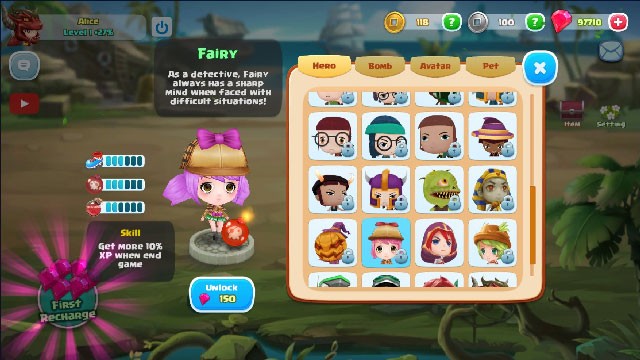 Hệ thống nhân vật trong game Crazy Boom