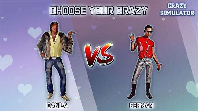 Chọn 1 trong 2 nhân vật để bắt đầu hành trình điên rồ trong Crazy Simulator
