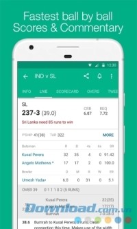Cricbuzz cho Android tường thuật trực tiếp trận đấu