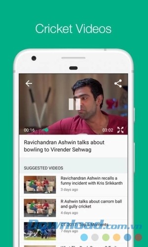 Cricbuzz cho Android cung cấp video về cricket
