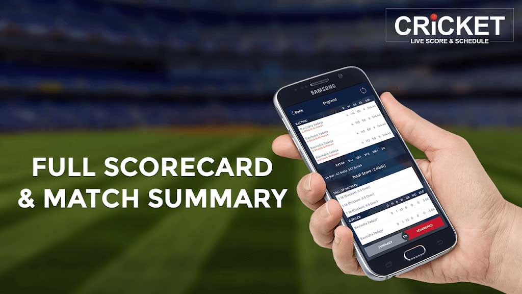 Cricket Live Score & Schedule cho Android tổng kết đầy đủ trận thi đấu