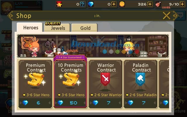 Hệ thống cửa hàng trong Crusaders Quest