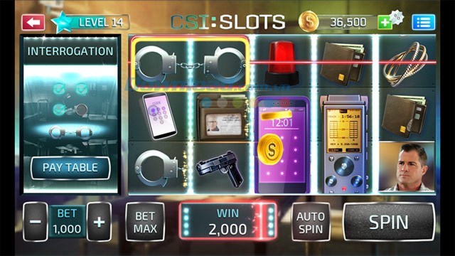 Giao diện chính của game CSI: Slots