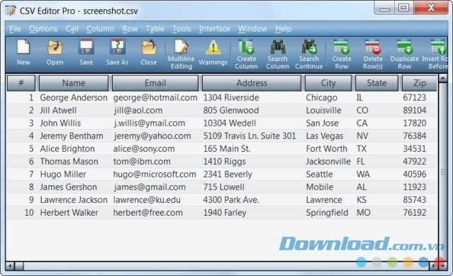 Giao diện chính màn hình phần mềm CSV Editor Pro