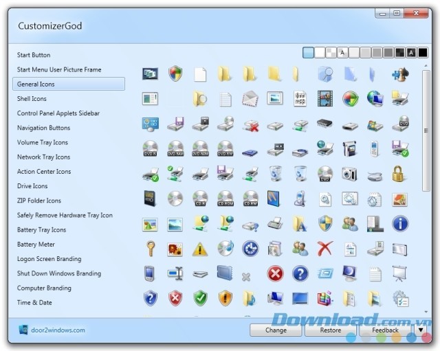 Với CustomizerGod, bạn có thể thay đổi icon hiển thị của mọi chương trình trên hệ thống Windows