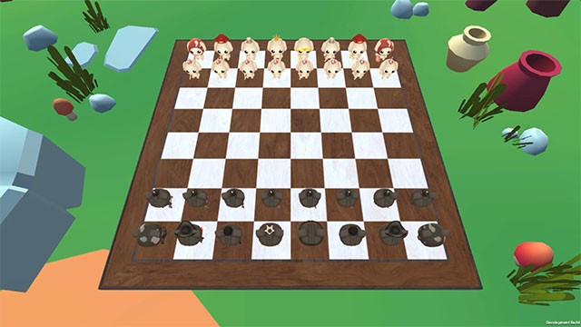 Các quân cờ được tạo hình siêu dễ thương với nhiều bối cảnh, môi trường độc đáo