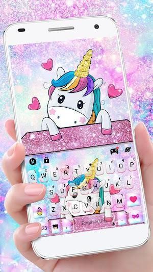 Cute Dreamy Unicorn Keyboard Background là hình nền bàn phím dễ thương