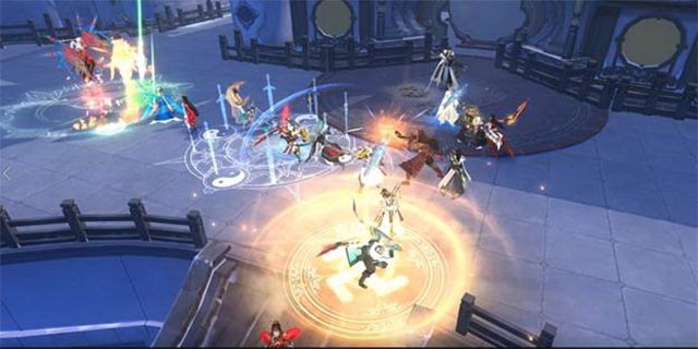 Giao diện chiến đấu trong game Cửu Dương Truyền Kỳ cho iOS