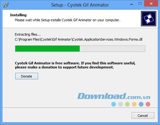 Tiến trình cài đặt Cyotek Gif Animator