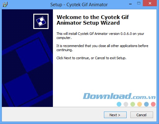 Giao diện khởi động cài đặt phần mềm