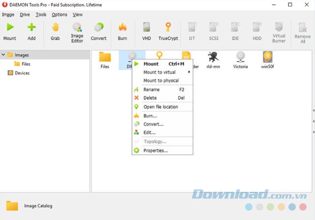 Giao diện Daemon Tools Pro 8
