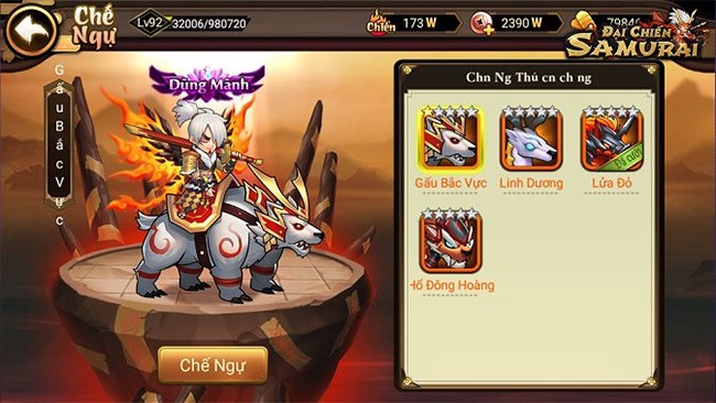 Sức mạnh nhân vật trong game Đại Chiến Samurai cho iOS