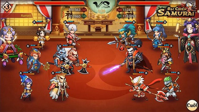 Giao diện chiến đấu trong Đại Chiến Samurai