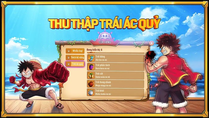 Hơn 80 trái ác quỷ để thu thập, mỗi loại trái ác quỷ sẽ cung cấp một loạt các kỹ năng riêng