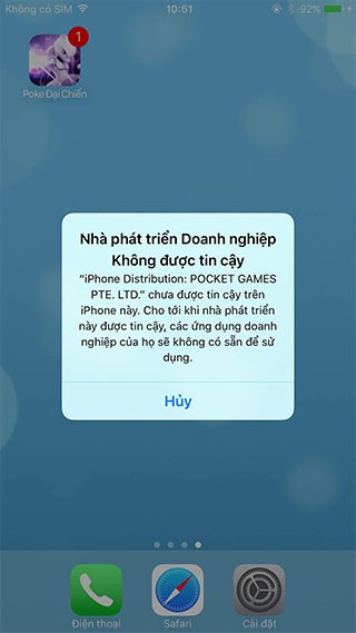 Thông báo không phải ứng dụng đáng tin cậy từ nhà phát triển