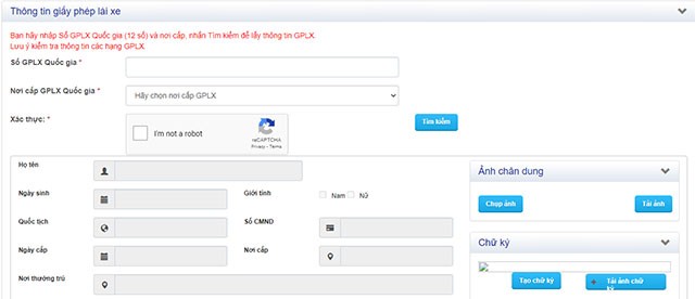 Đăng ký thông tin đổi giấy phép lái xe