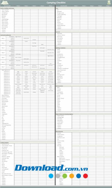 Danh sách đồ dùng đi cắm trại