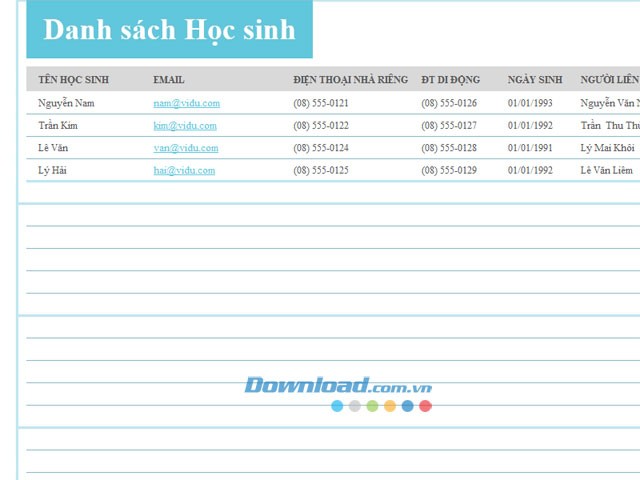 Danh sách học sinh
