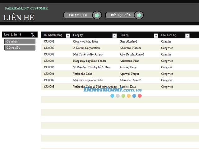 Danh sách khách hàng liên hệ