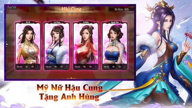 Game sở hữu nhiều mỹ nữ hậu cung, tặng anh hùng