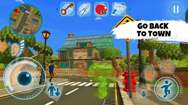 Di chuyển trong thị trấn để khám phá và nhặt các vật phẩm